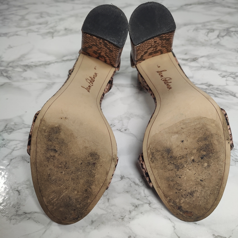 Sam Edelman Yaro Snakeskin Open Toe Heels Size 9 - Picture 6 of 8